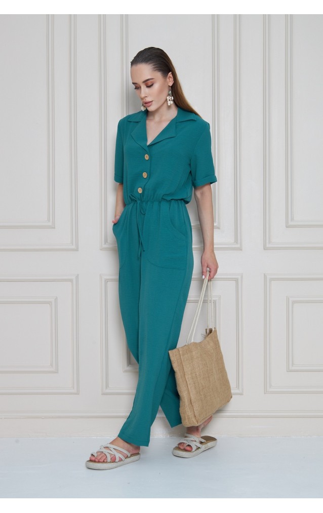 Pasaklı Giyim Kadın Beli Büzgülü Tulum 2622462 Petrol