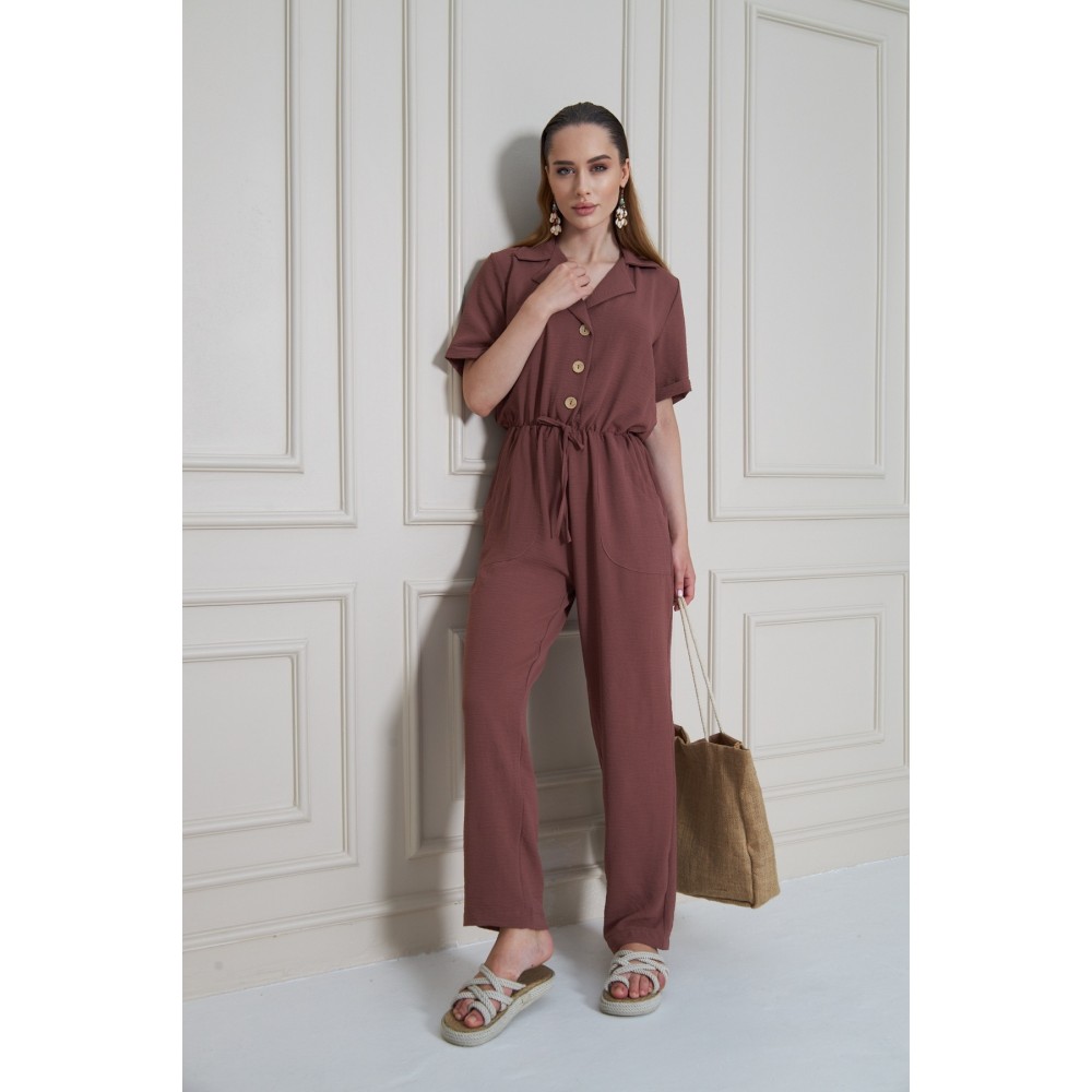 Pasaklı Giyim Pasaklı Giyim Kadın Beli Büzgülü Tulum Gül Kurusu - Premium Kadın Giyim