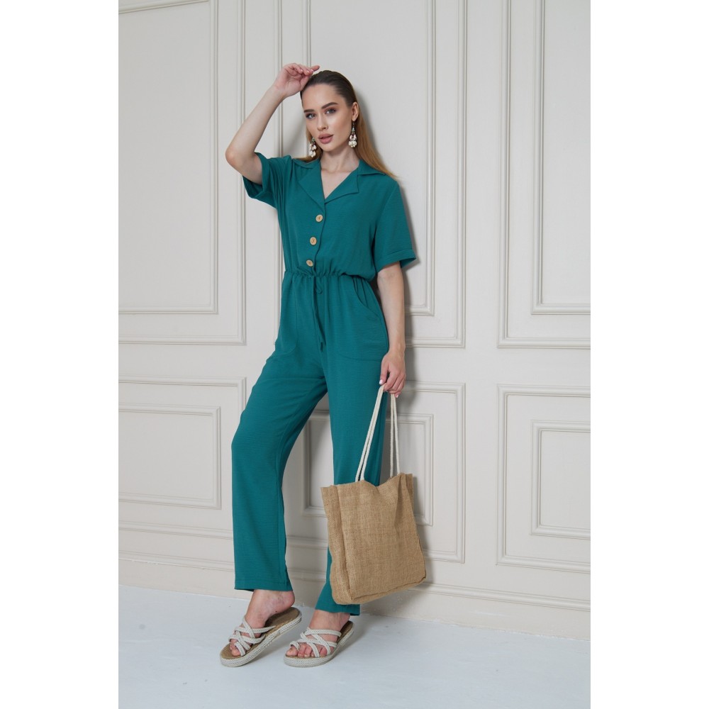 Pasaklı Giyim Pasaklı Giyim Kadın Beli Büzgülü Tulum Petrol - Premium Kadın Giyim