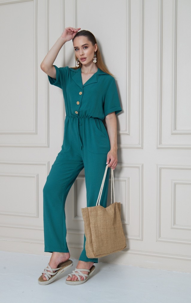 Pasaklı Giyim Kadın Beli Büzgülü Tulum 2622462 Petrol