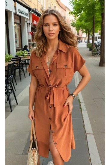 Pasaklı Giyim Kadın Safari Elbise K4045410 Kiremit