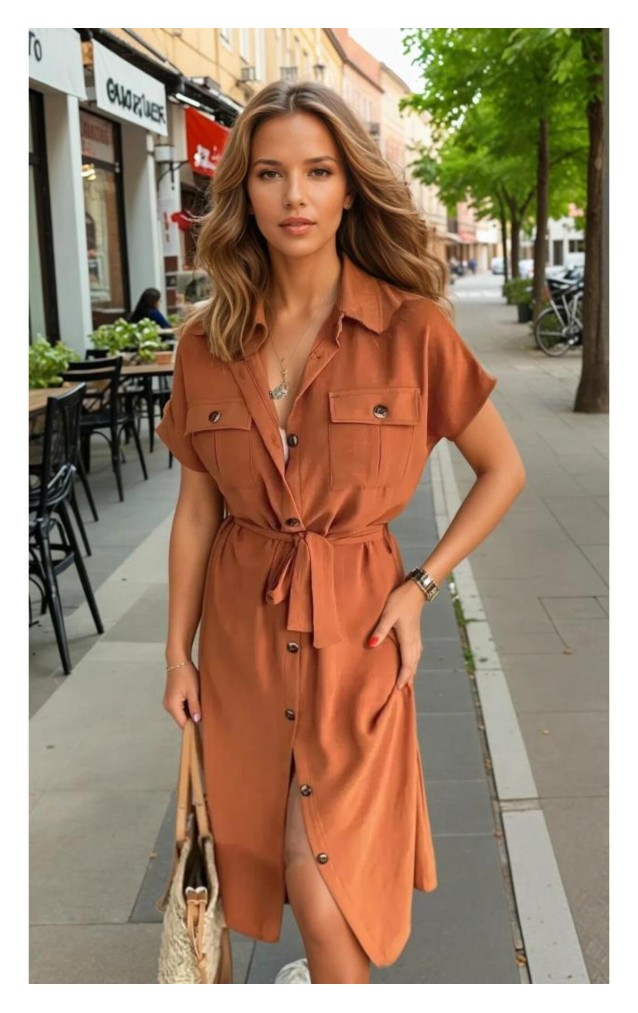 Pasaklı Giyim Kadın Safari Elbise K4045410 Kiremit