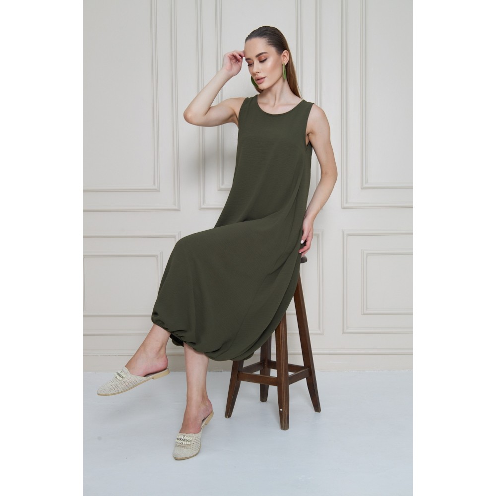 Pasaklı Giyim Pasaklı Giyim Kadın Eteği Lastikli Aerobin Yazlık Elbise Haki - Premium Kadın Giyim