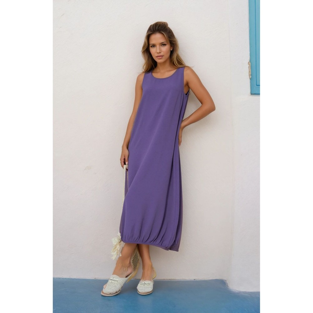 Pasaklı Giyim Pasaklı Giyim Kadın Eteği Lastikli Aerobin Yazlık Elbise Lila - Premium Kadın Giyim