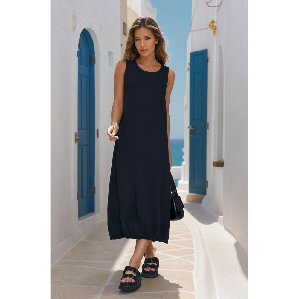 Pasaklı Giyim Pasaklı Giyim Kadın Eteği Lastikli Aerobin Yazlık Elbise Siyah - Premium Kadın Giyim