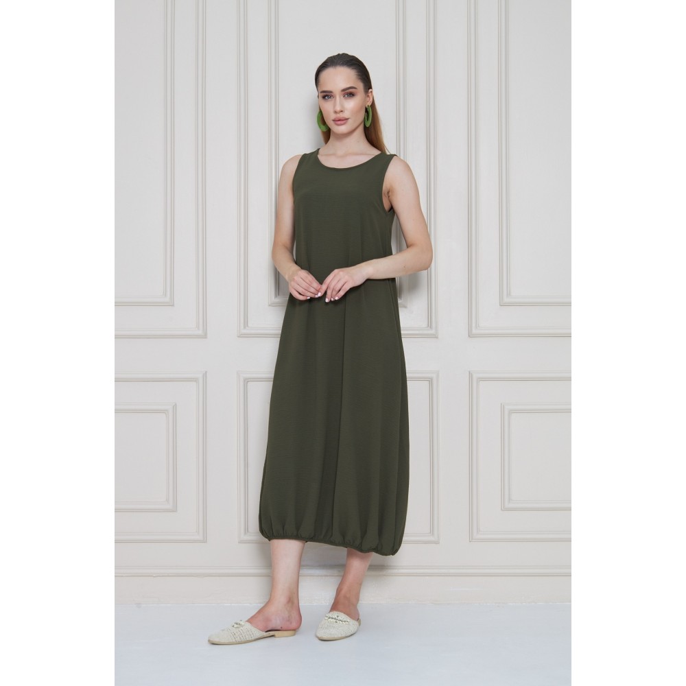 Pasaklı Giyim Pasaklı Giyim Kadın Eteği Lastikli Aerobin Yazlık Elbise Haki - Premium Kadın Giyim