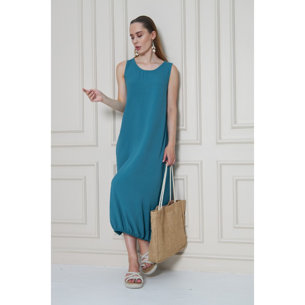 Pasaklı Giyim Pasaklı Giyim Kadın Eteği Lastikli Aerobin Yazlık Elbise Petrol - Premium Kadın Giyim
