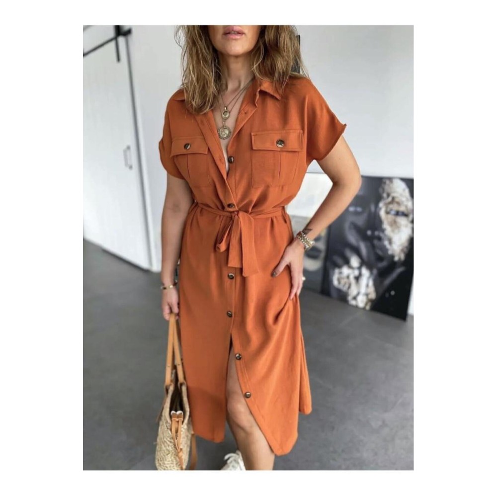 Pasaklı Giyim Pasaklı Giyim Kadın Safari Elbise Kiremit - Premium Kadın Giyim