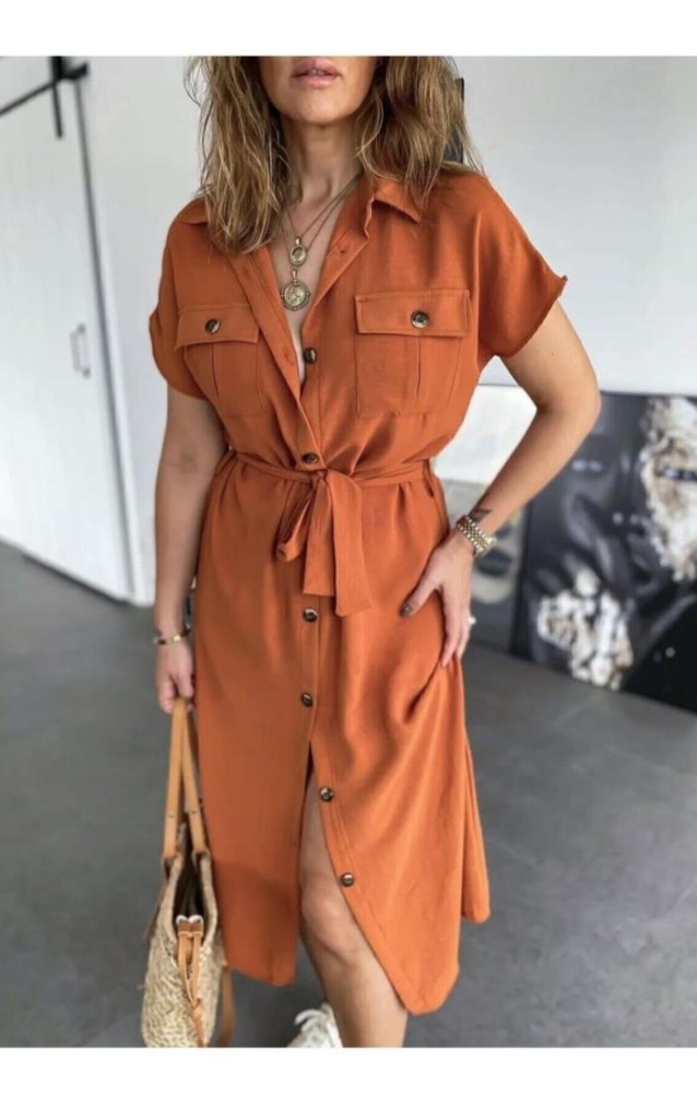 Pasaklı Giyim Kadın Safari Elbise K4045410 Kiremit