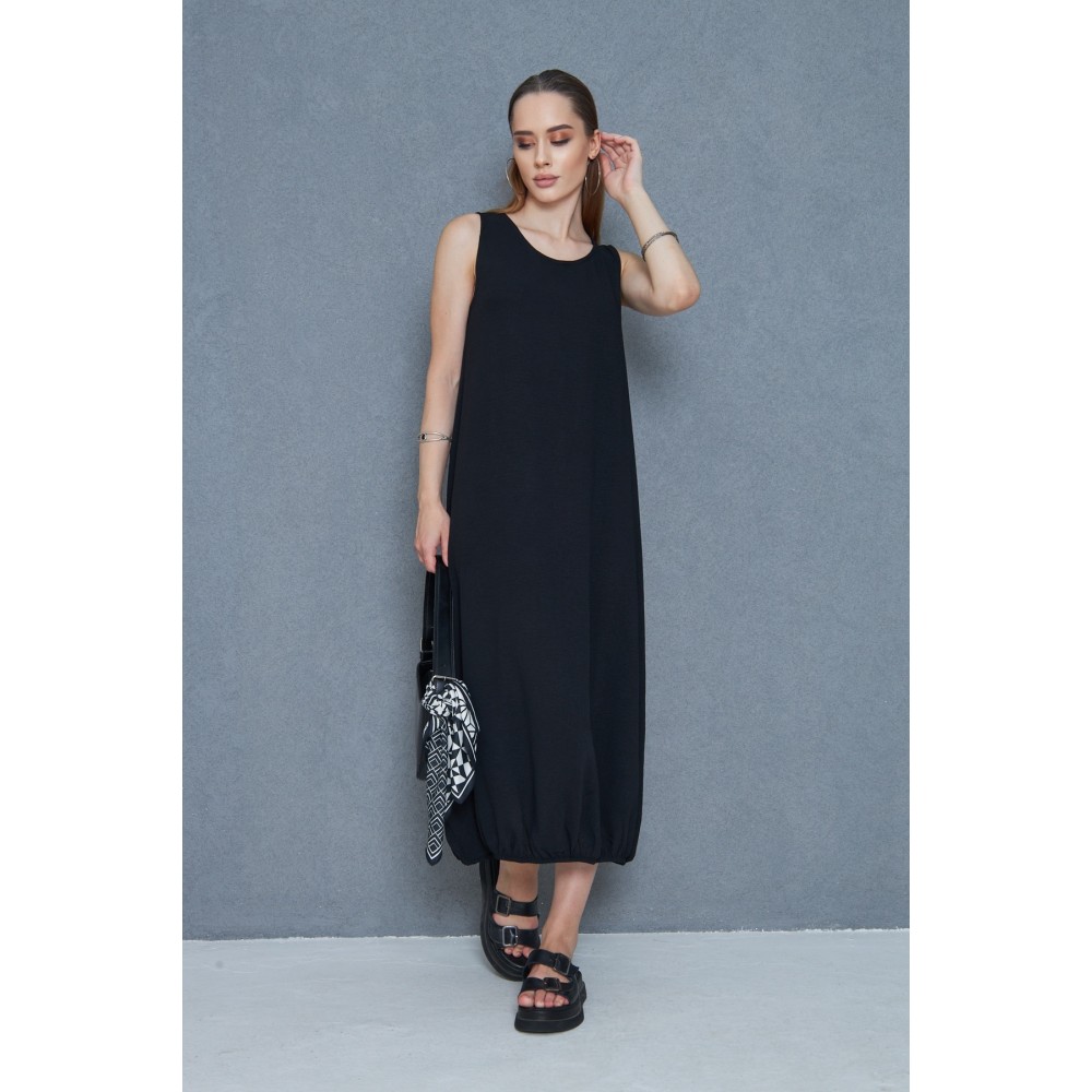 Pasaklı Giyim Pasaklı Giyim Kadın Eteği Lastikli Aerobin Yazlık Elbise Siyah - Premium Kadın Giyim