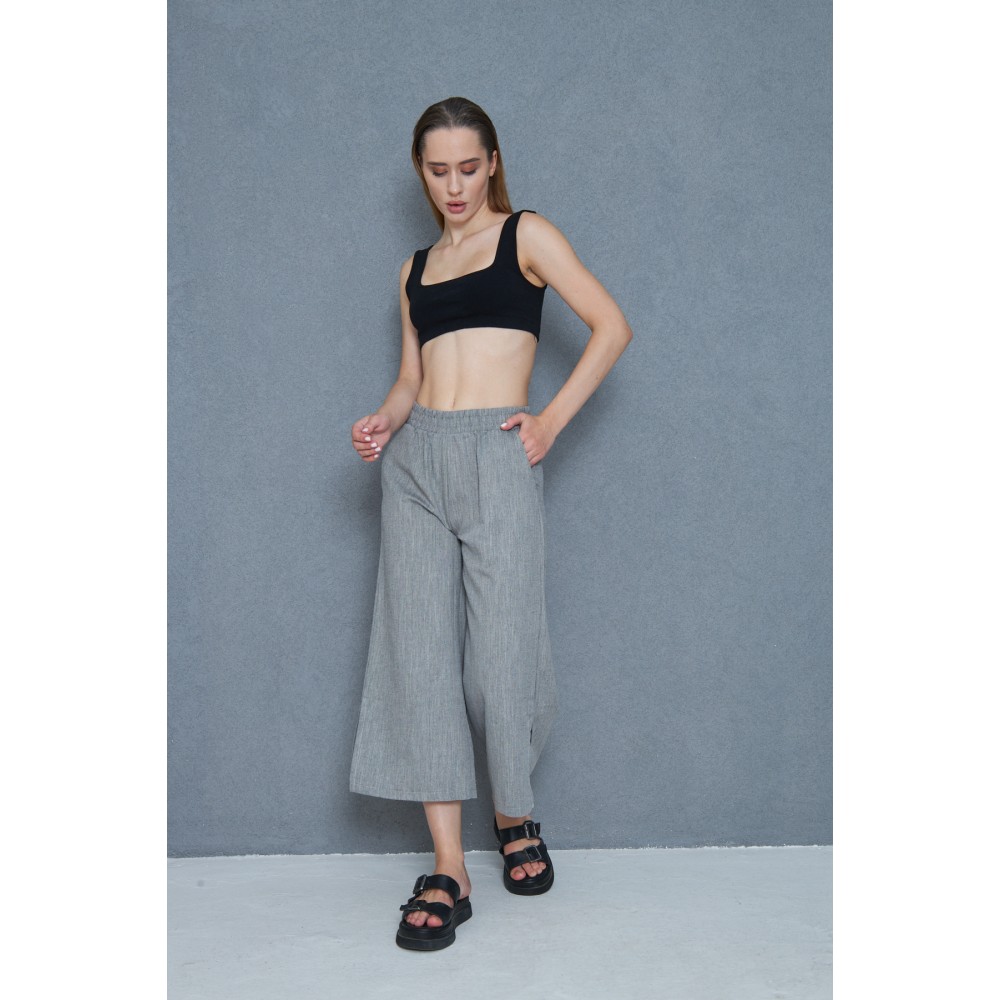 Pasaklı Giyim Pasaklı Giyim Kadın Keten Kapri Pantolon Siyah - Premium Kadın Giyim