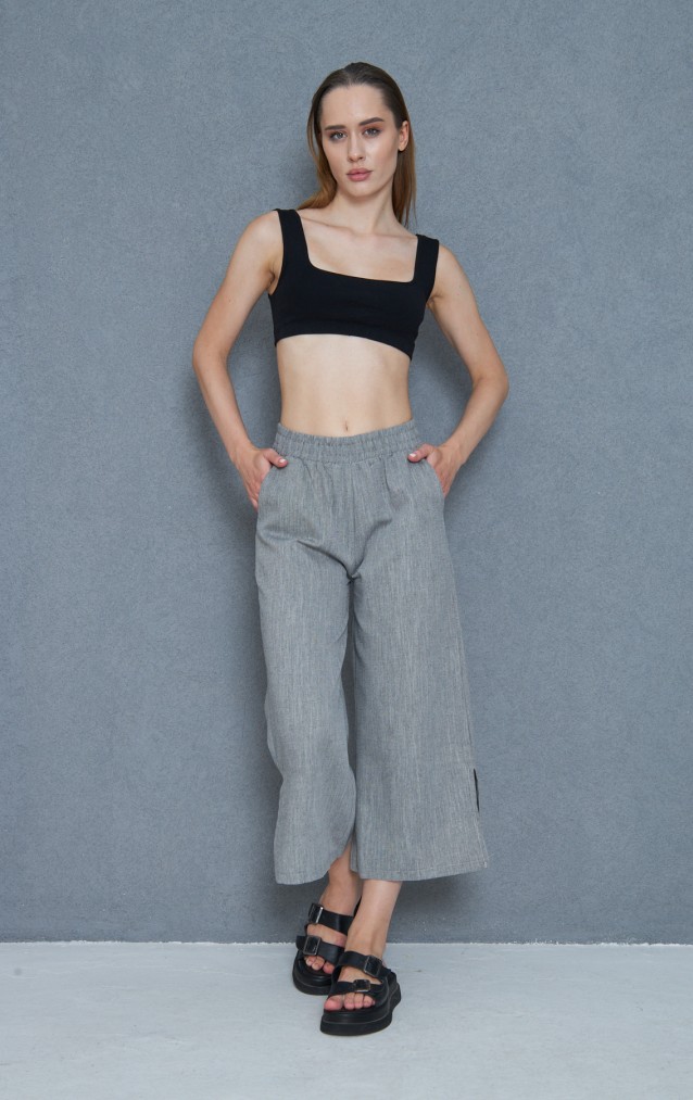 Pasaklı Giyim Kadın Keten Kapri Pantolon 3404209 Siyah