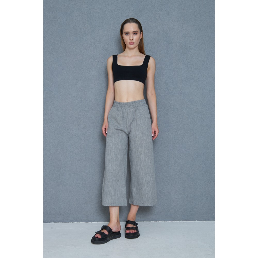 Pasaklı Giyim Pasaklı Giyim Kadın Keten Kapri Pantolon Siyah - Premium Kadın Giyim