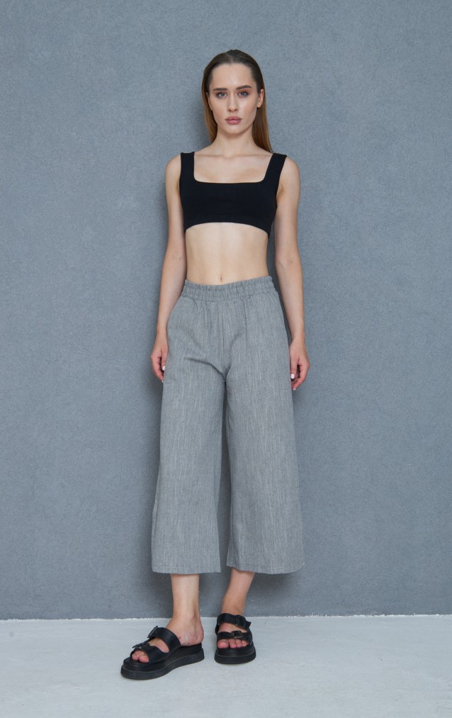 Pasaklı Giyim Kadın Keten Kapri Pantolon 3404209 Siyah