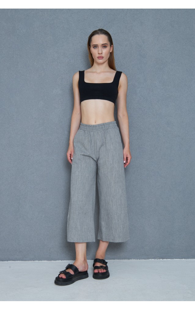 Pasaklı Giyim Kadın Keten Kapri Pantolon 3404209 Siyah