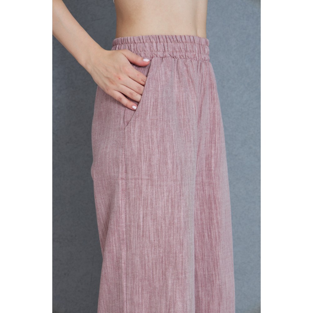 Pasaklı Giyim Pasaklı Giyim Kadın Keten Kapri Pantolon Bordo - Premium Kadın Giyim