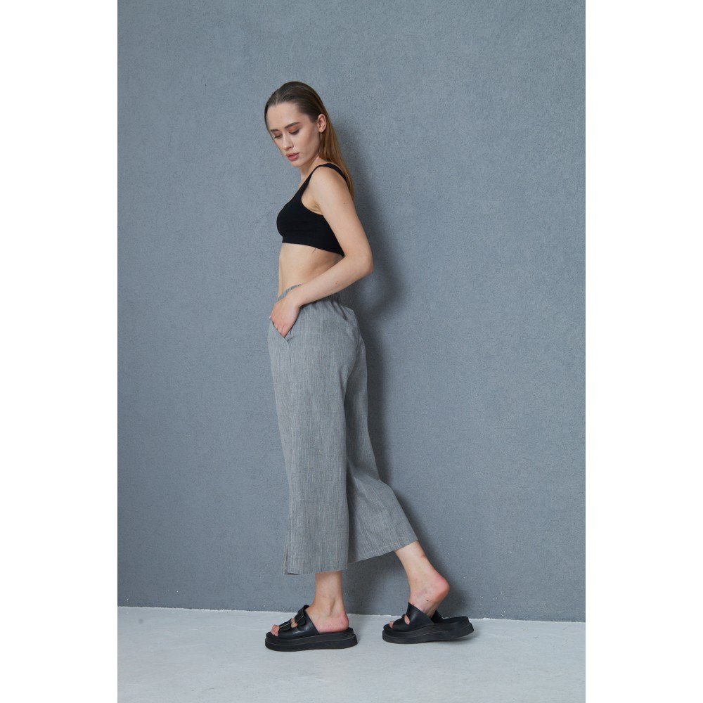 Pasaklı Giyim Pasaklı Giyim Kadın Keten Kapri Pantolon Siyah - Premium Kadın Giyim