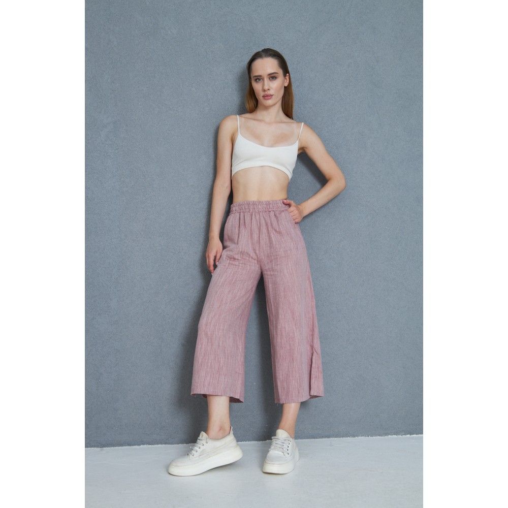 Pasaklı Giyim Pasaklı Giyim Kadın Keten Kapri Pantolon Bordo - Premium Kadın Giyim