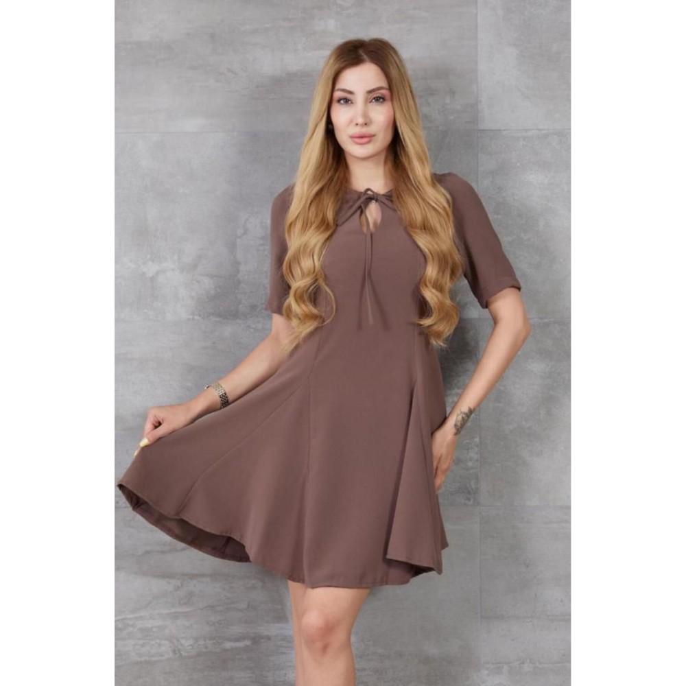 Pasaklı Giyim Pasaklı Giyim Kadın Mini Elbise Kahverengi - Premium Kadın Giyim