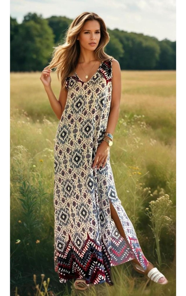 Pasaklı Giyim Kadın Viskon Bohem Elbise 3650286 Gri