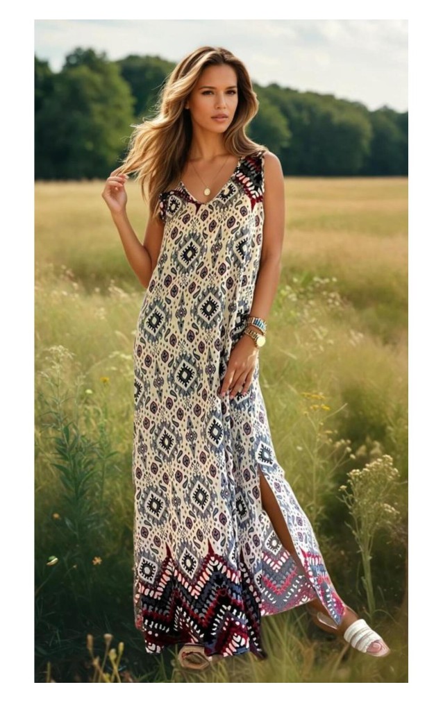 Pasaklı Giyim Kadın Viskon Bohem Elbise 3650286 Gri