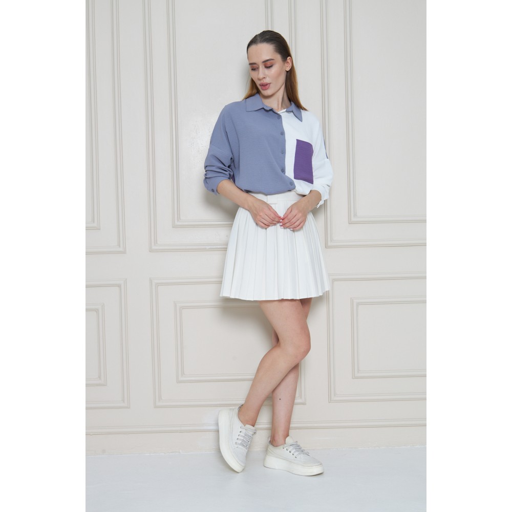 Pasaklı Giyim Pasaklı Giyim Kadın İki Renkli Gömlek Gri-Mor - Premium Kadın Giyim