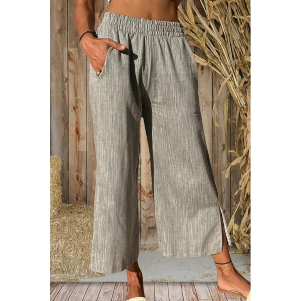 Pasaklı Giyim Pasaklı Giyim Kadın Keten Kapri Pantolon Siyah - Premium Kadın Giyim