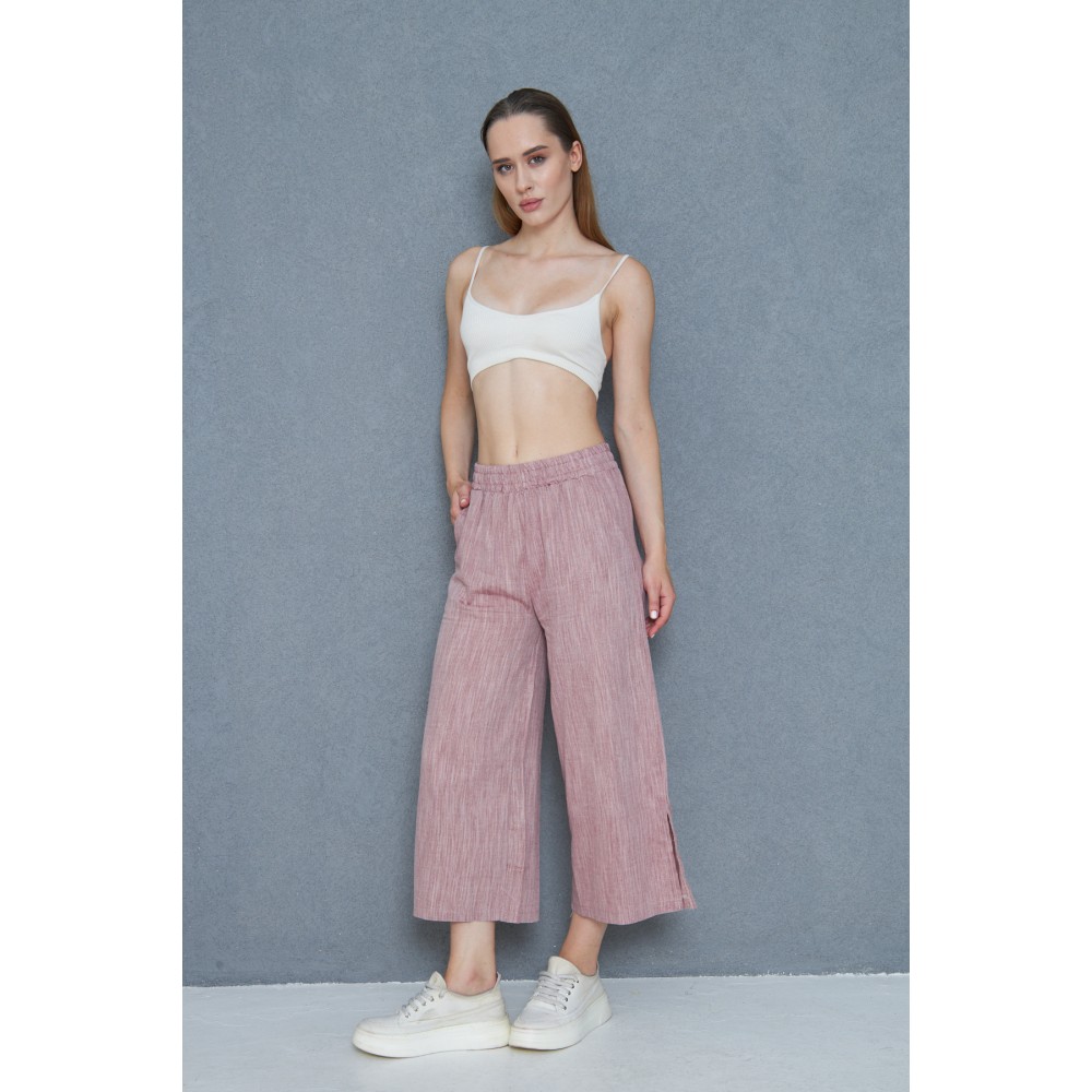Pasaklı Giyim Pasaklı Giyim Kadın Keten Kapri Pantolon Bordo - Premium Kadın Giyim