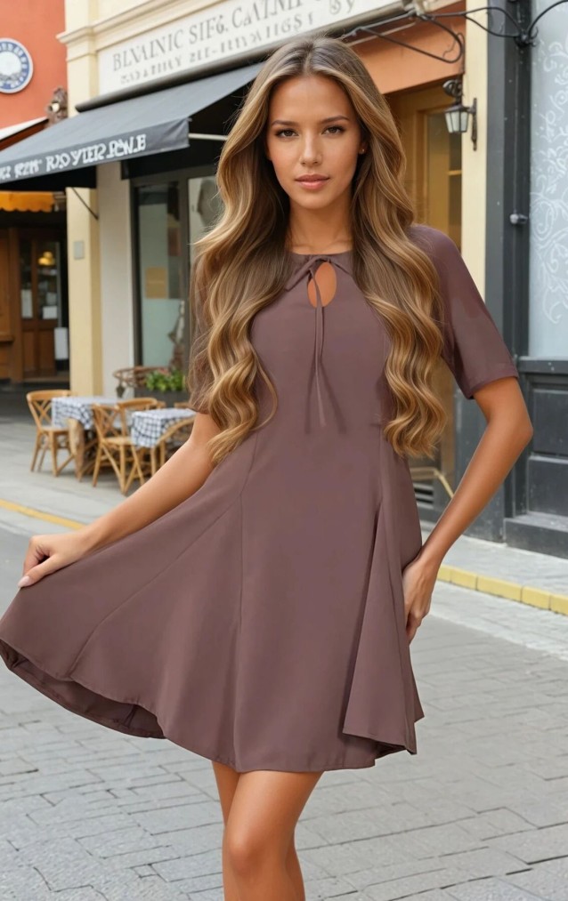 Pasaklı Giyim Kadın Mini Elbise 3752308 Kahverengi