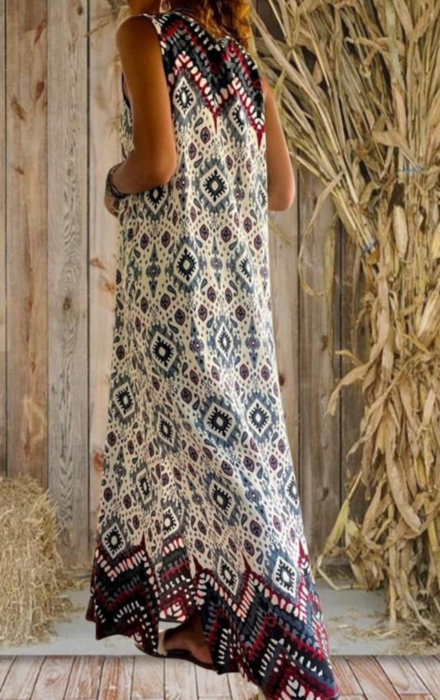 Pasaklı Giyim Kadın Viskon Bohem Elbise 3650286 Gri