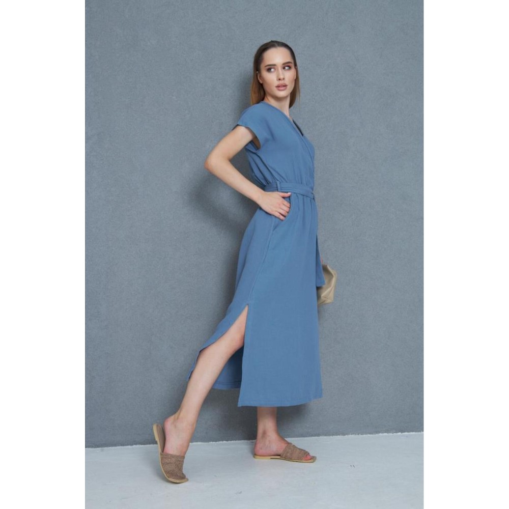Pasaklı Giyim Pasaklı Giyim Kadın %100 Pamuk Müslin Elbise İndigo - Premium Kadın Giyim
