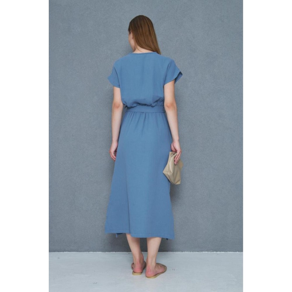 Pasaklı Giyim Pasaklı Giyim Kadın %100 Pamuk Müslin Elbise İndigo - Premium Kadın Giyim