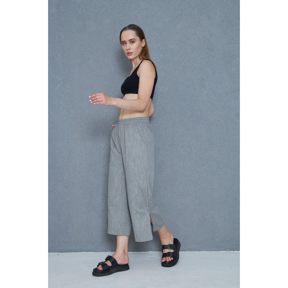 Pasaklı Giyim Pasaklı Giyim Kadın Keten Kapri Pantolon Siyah - Premium Kadın Giyim