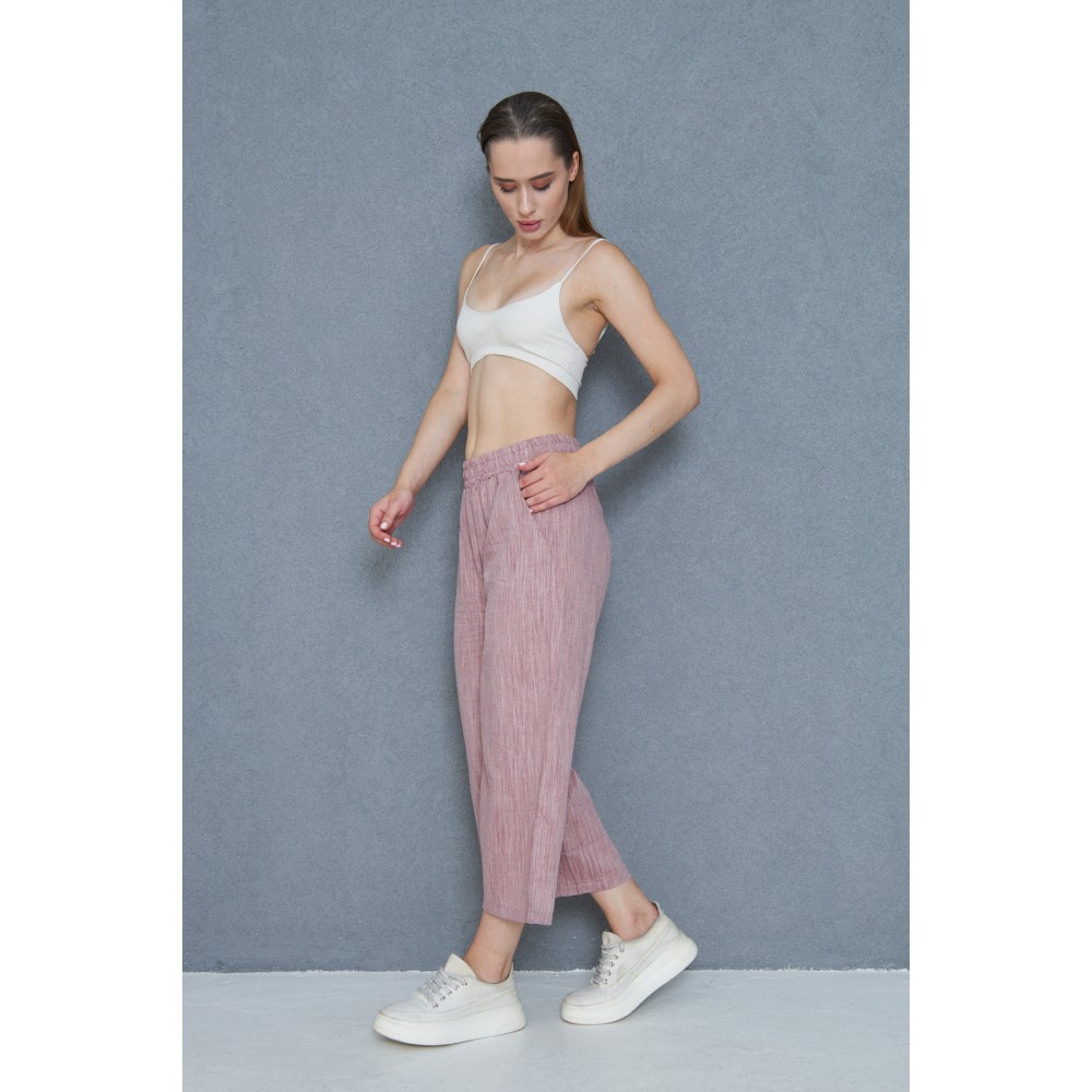 Pasaklı Giyim Pasaklı Giyim Kadın Keten Kapri Pantolon Bordo - Premium Kadın Giyim