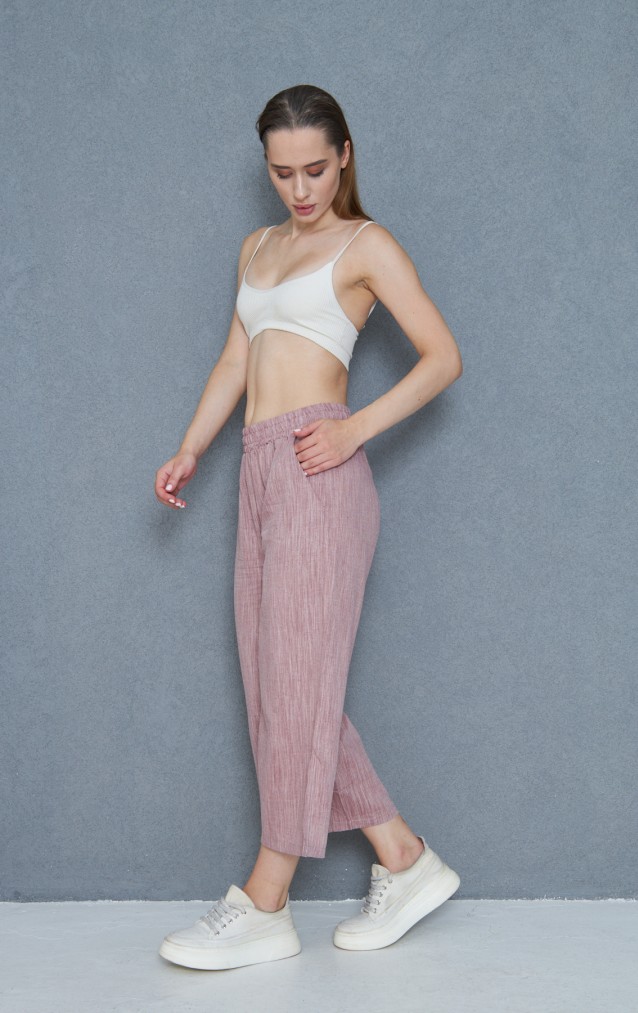 Pasaklı Giyim Kadın Keten Kapri Pantolon 3404209 Bordo