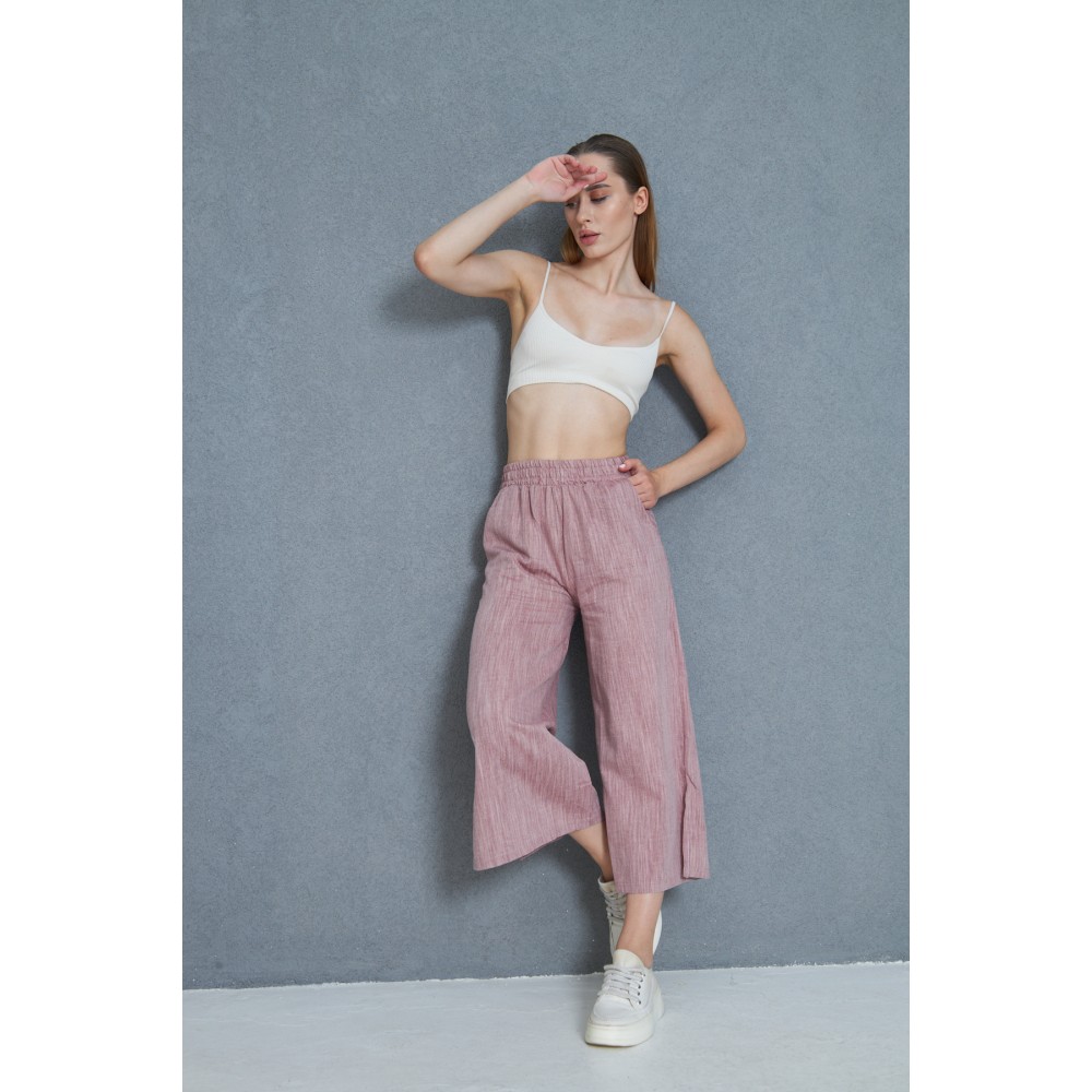 Pasaklı Giyim Pasaklı Giyim Kadın Keten Kapri Pantolon Bordo - Premium Kadın Giyim