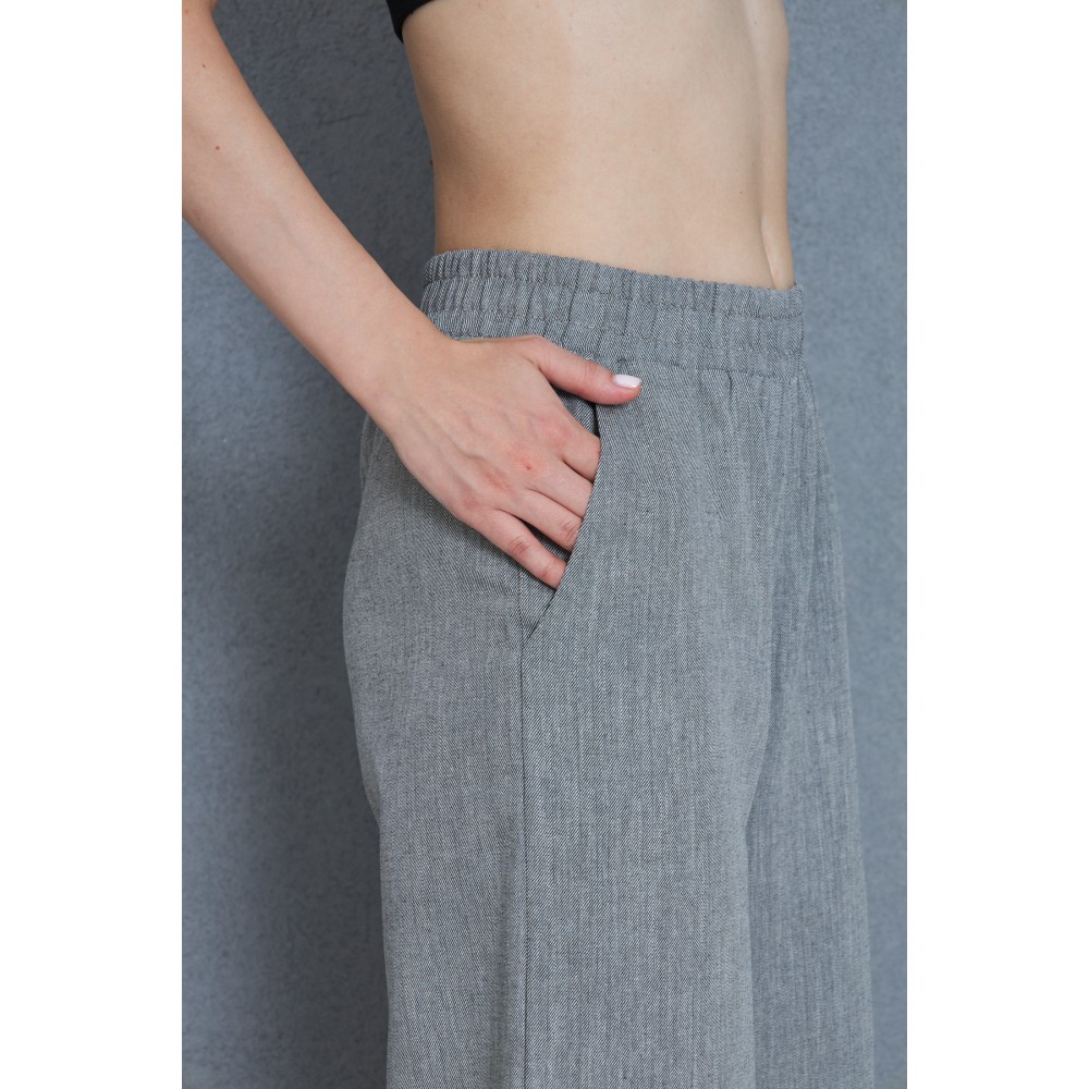 Pasaklı Giyim Pasaklı Giyim Kadın Keten Kapri Pantolon Siyah - Premium Kadın Giyim