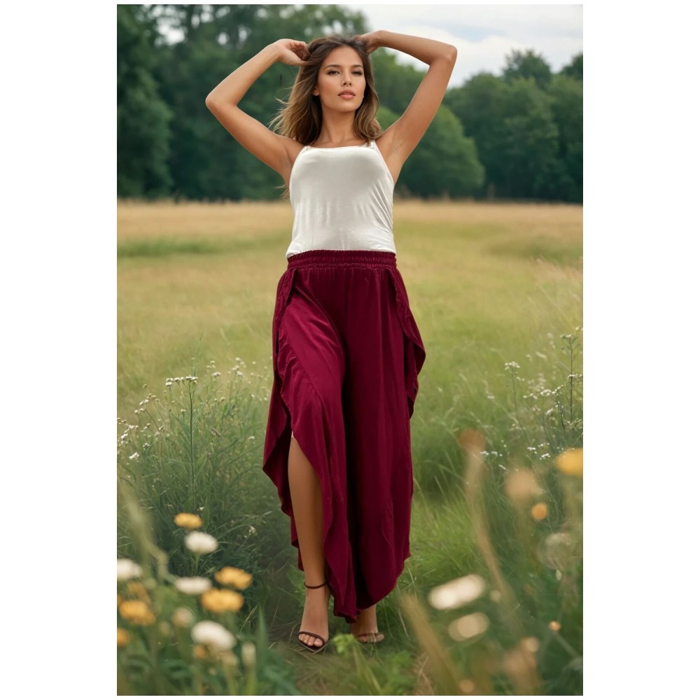Pasaklı Giyim Pasaklı Giyim Bohem Pantolon Etek Bordo - Premium Kadın Giyim