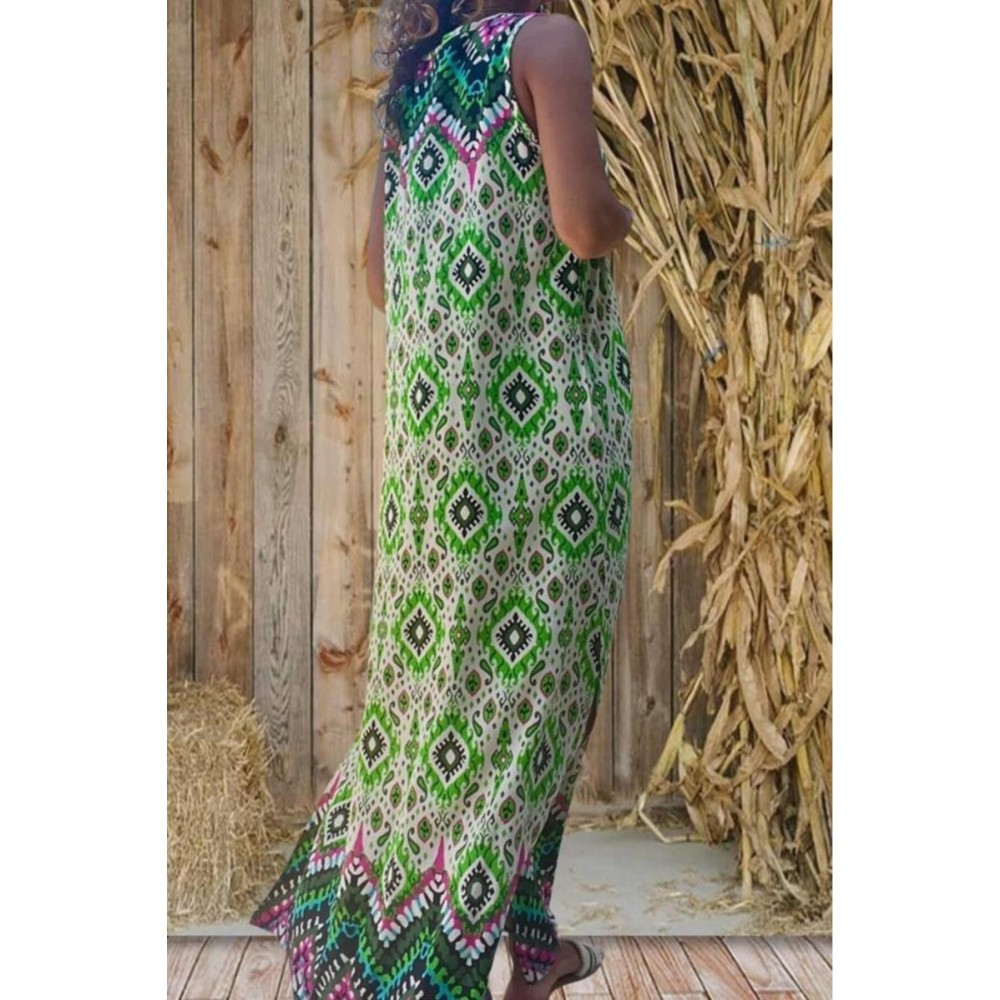 Pasaklı Giyim Pasaklı Giyim Kadın Viskon Bohem Elbise Yeşil - Premium Kadın Giyim