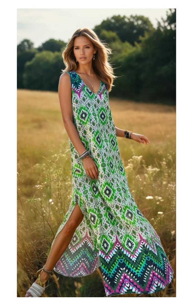 Pasaklı Giyim Kadın Viskon Bohem Elbise 3650286 Yeşil