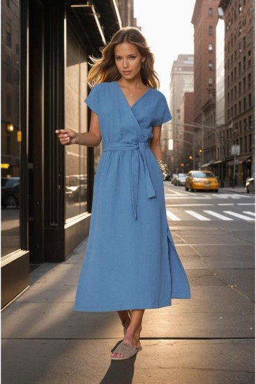 Pasaklı Giyim Kadın %100 Pamuk Müslin Elbise 3612451 İndigo