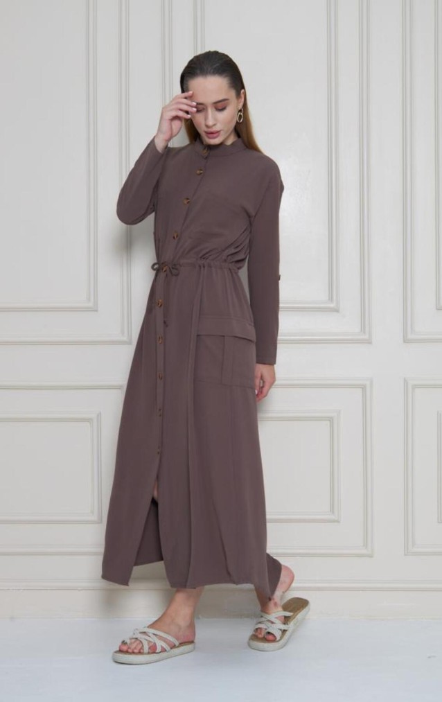 Pasaklı Giyim Kadın Premium Krep Elbise 3734462 Kahverengi