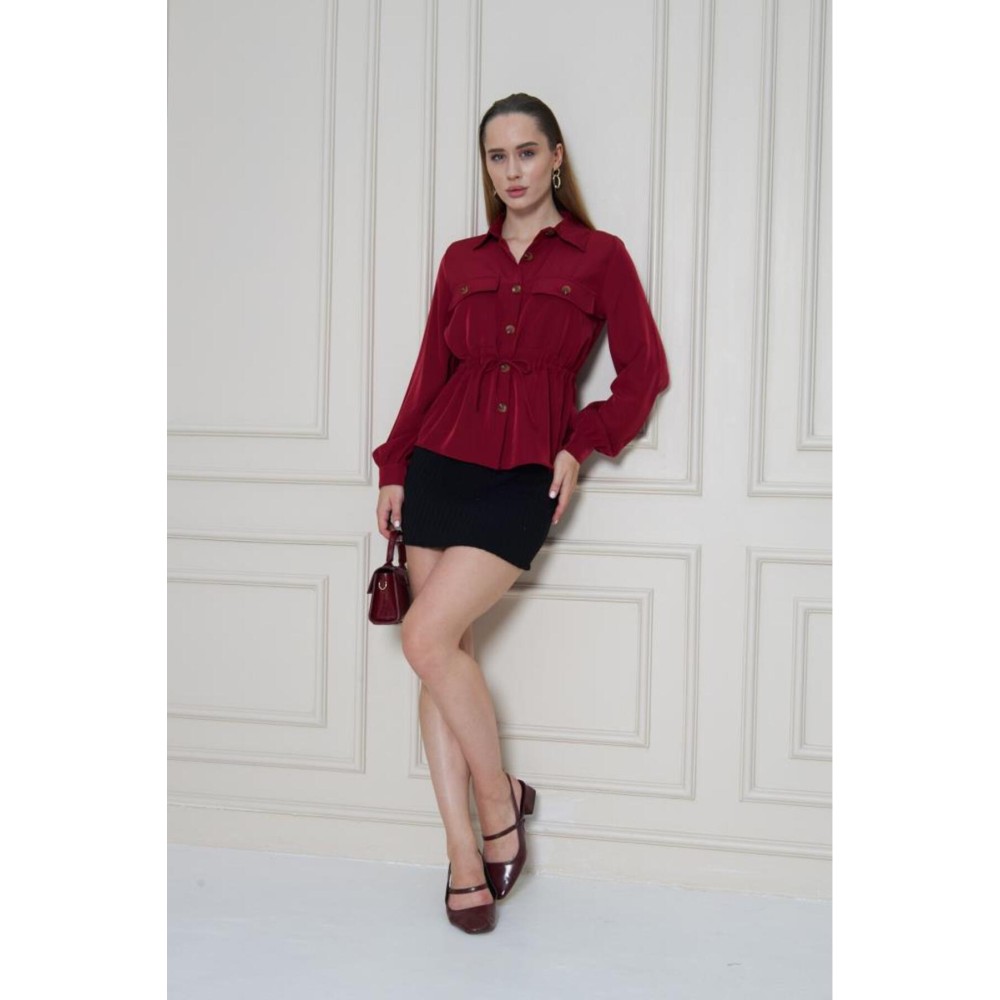 Pasaklı Giyim Pasaklı Giyim Kadın Kupra Gömlek Bordo - Premium Kadın Giyim