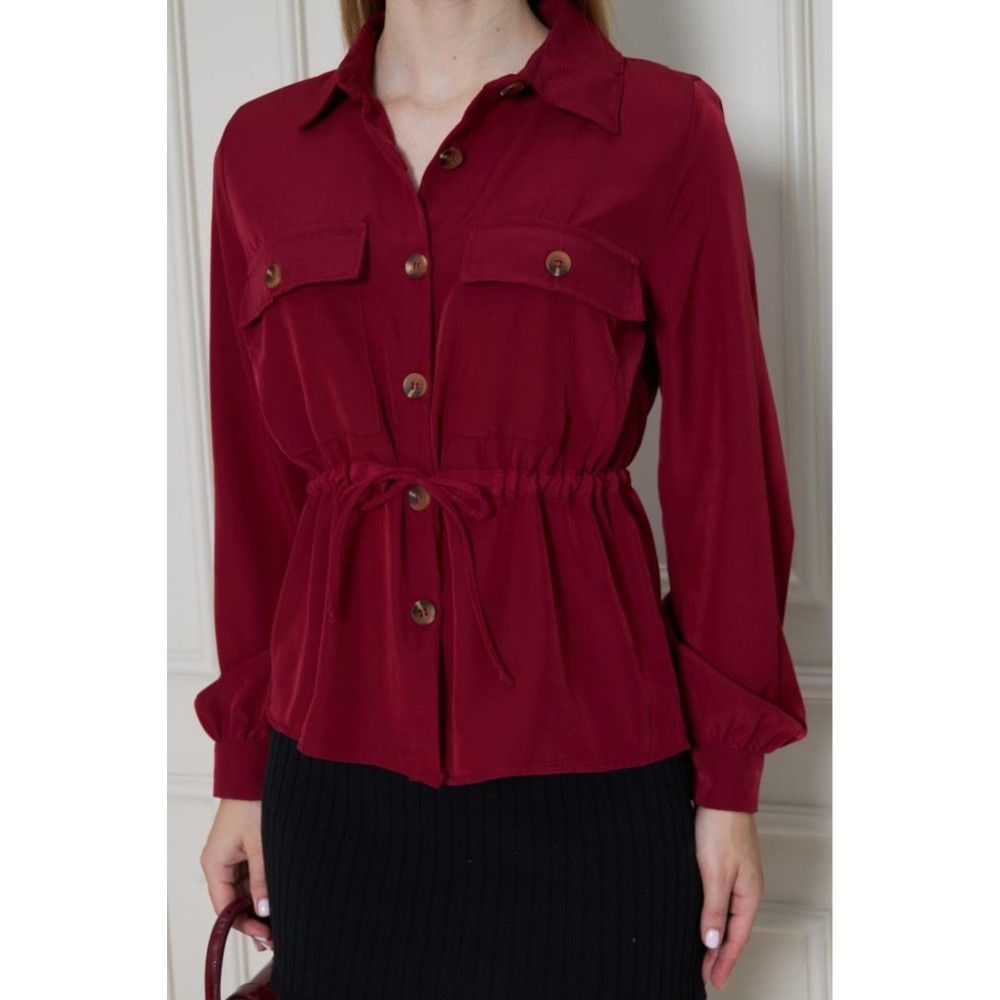 Pasaklı Giyim Pasaklı Giyim Kadın Kupra Gömlek Bordo - Premium Kadın Giyim