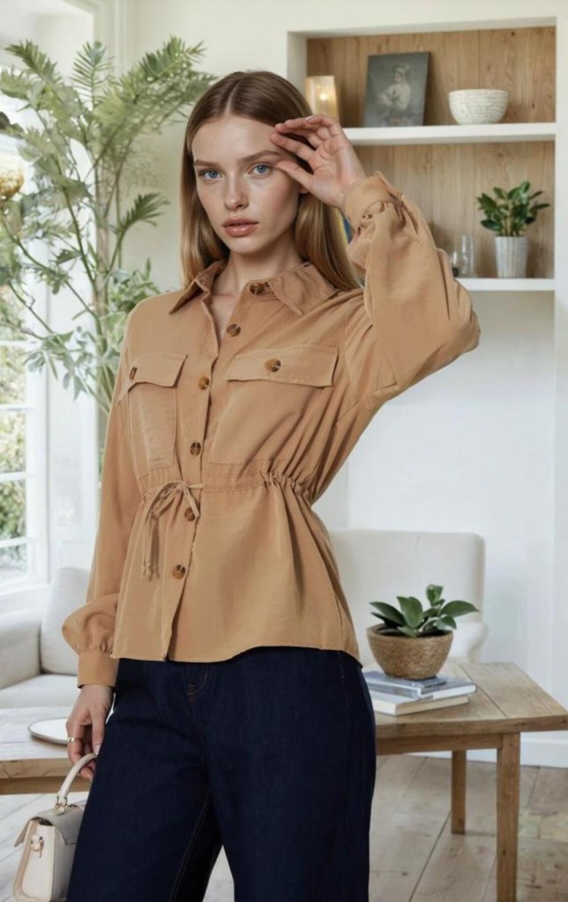 Pasaklı Giyim Kadın Kupra Gömlek 3738308 Karamel