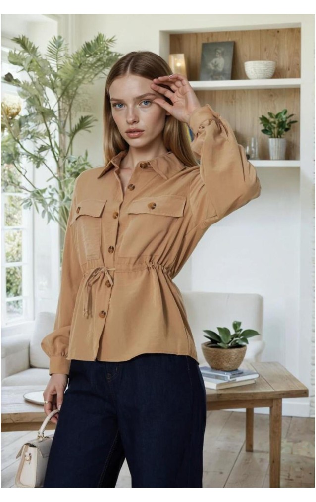 Pasaklı Giyim Kadın Kupra Gömlek 3738308 Karamel