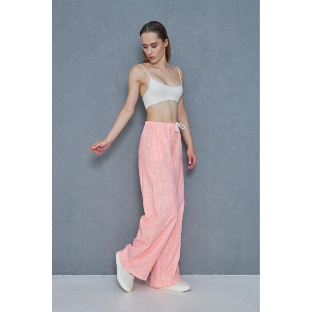 Pasaklı Giyim Pasaklı Giyim Kadın Fistolu Poplin Pantolon Pembe -Beyaz - Premium Kadın Giyim