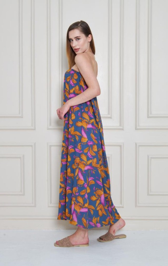 Kadın Straplez Astarlı Şifon Midi Yazlık Elbise 3753374