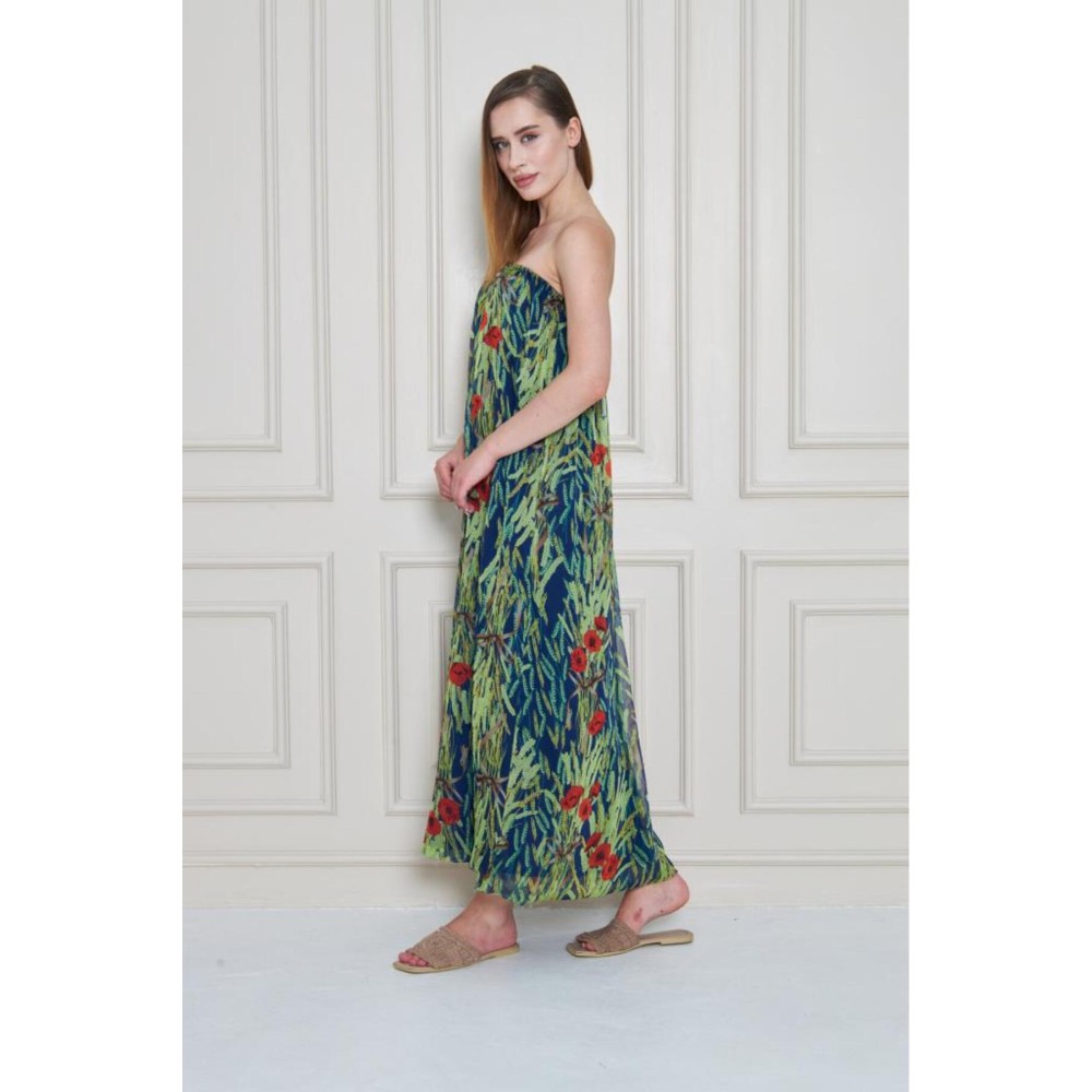 Pasaklı Giyim Kadın Straplez Astarlı Şifon Midi Yazlık Elbise - Premium Kadın Giyim