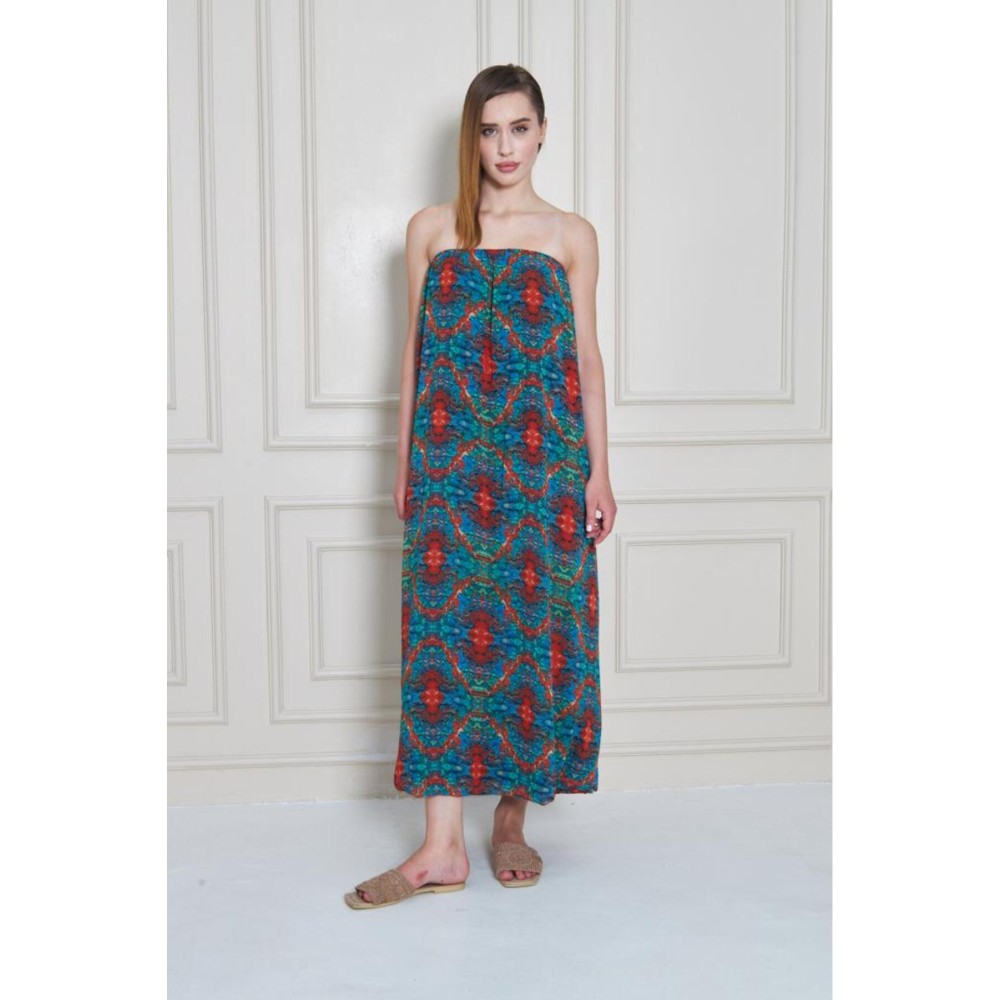 Pasaklı Giyim Kadın Straplez Astarlı Şifon Midi Yazlık Elbise - Premium Kadın Giyim